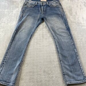 Blue Cult Jeans Mens 36 Straight Leg Medium Wash Contrast Stitch Flap Pocket
